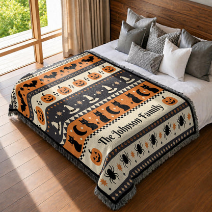 Spooky Halloween Keepsake - Personalized Woven Blanket - FAM1100_WOBLK