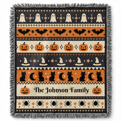 Spooky Halloween Keepsake - Personalized Woven Blanket - FAM1100_WOBLK