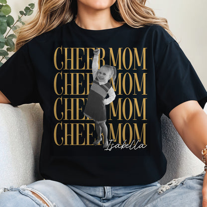 Cheer Mom Personalized Photo And Custom Name Design - Personalized Custom Unisex T-shirt, Hoodie - FAM1103_BBAS