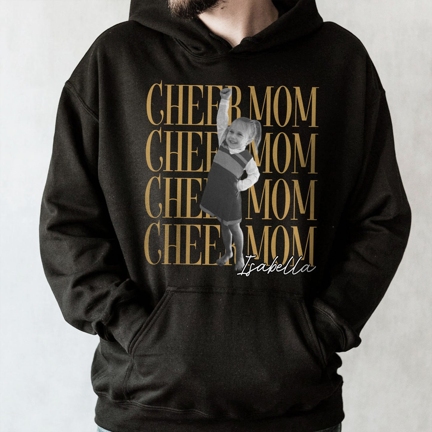 Cheer Mom Personalized Photo And Custom Name Design - Personalized Custom Unisex T-shirt, Hoodie - FAM1103_BBAS