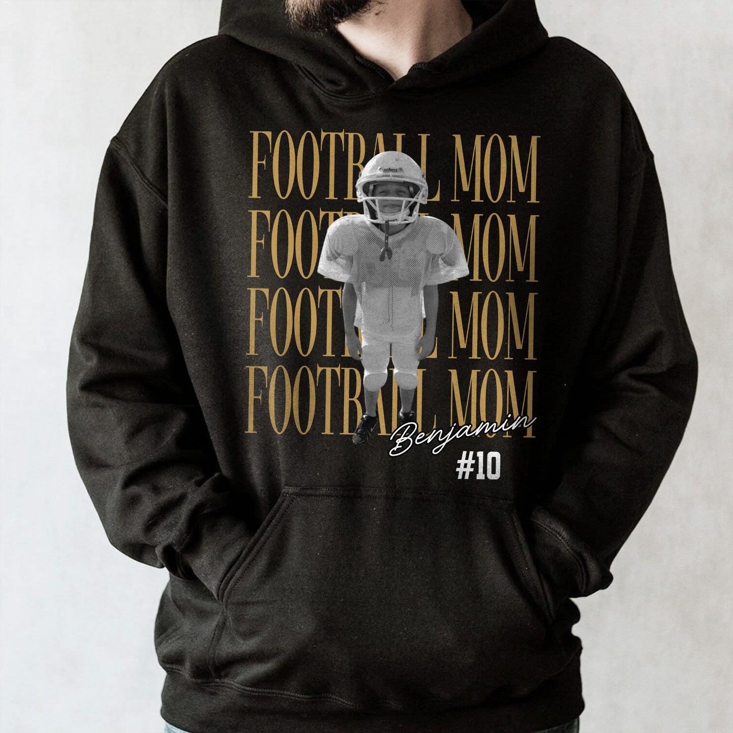Football Mom Custom Photo T-shirt With Football Player Design - Personalized Custom Unisex T-shirt, Hoodie - FAM1104_BBAS