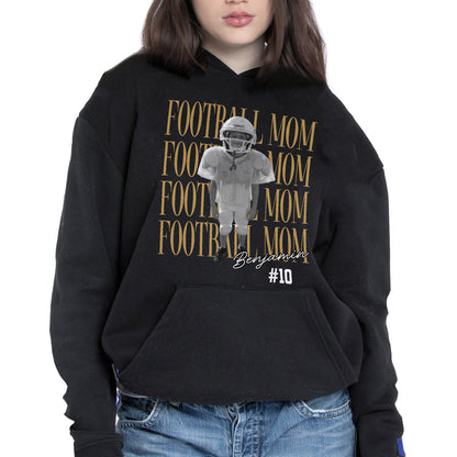 Football Mom Custom Photo T-shirt With Football Player Design - Personalized Custom Unisex T-shirt, Hoodie - FAM1104_BBAS