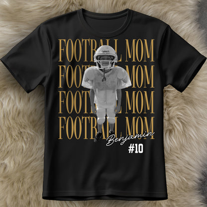 Football Mom Custom Photo T-shirt With Football Player Design - Personalized Custom Unisex T-shirt, Hoodie - FAM1104_BBAS
