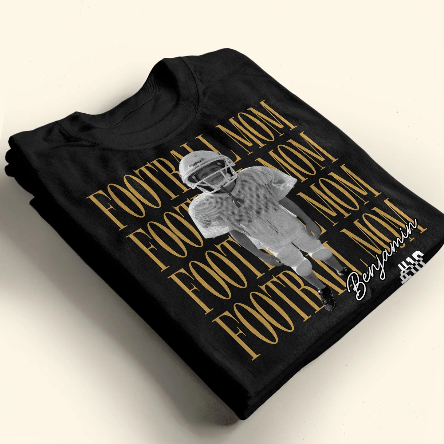 Football Mom Custom Photo T-shirt With Football Player Design - Personalized Custom Unisex T-shirt, Hoodie - FAM1104_BBAS