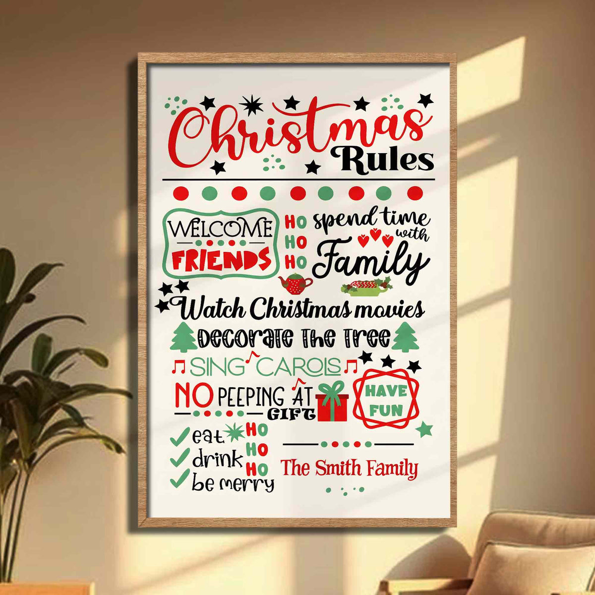 Christmas Rules Spend Time With Family And Decorate The Tree - Personalized Custom Vertical Poster - FAM1137_VPOS