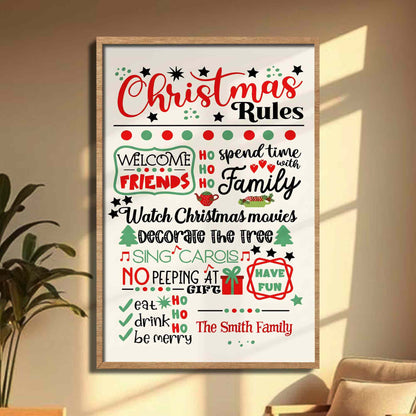 Christmas Rules Spend Time With Family And Decorate The Tree - Personalized Custom Vertical Poster - FAM1137_VPOS