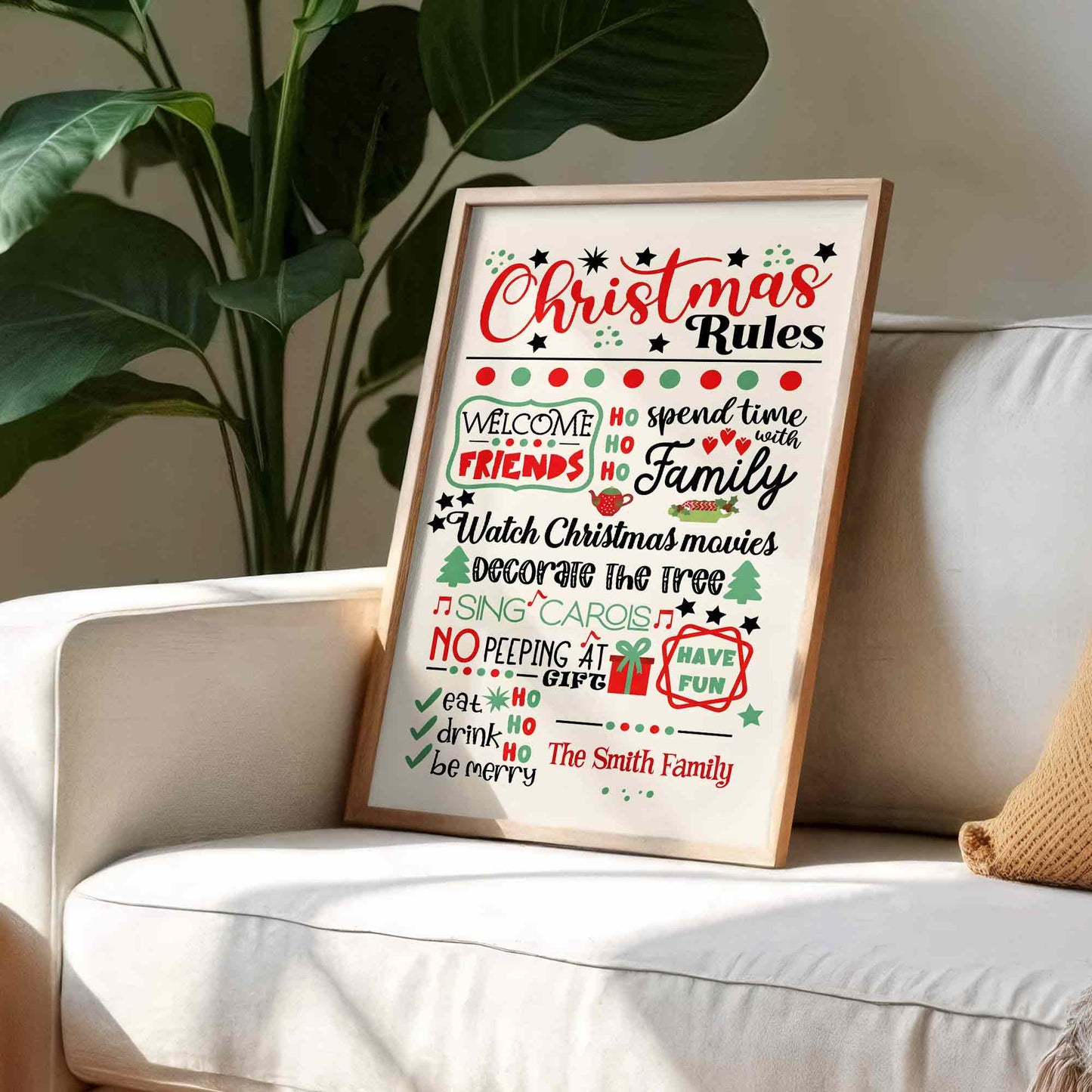 Christmas Rules Spend Time With Family And Decorate The Tree - Personalized Custom Vertical Poster - FAM1137_VPOS