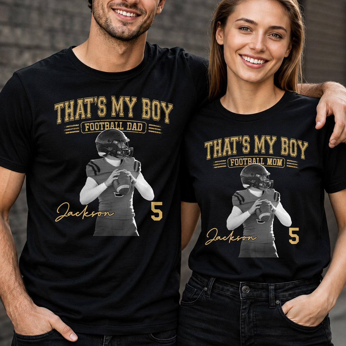 That's My Boy Football Mom Custom Photo Shirt - Personalized Custom Unisex T-shirt, Hoodie - FAM1146_BBAS