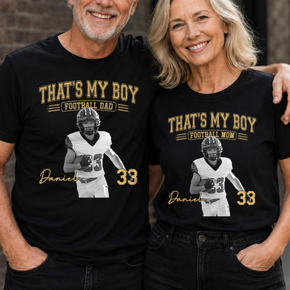 That's My Boy Football Mom Custom Photo Shirt - Personalized Custom Unisex T-shirt, Hoodie - FAM1146_BBAS