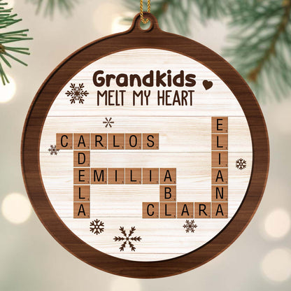 Grandkids Holding This Family Together Snowflake Design - Personalized Custom Wood Ornament, Custom Shaped - FAM128_WDO