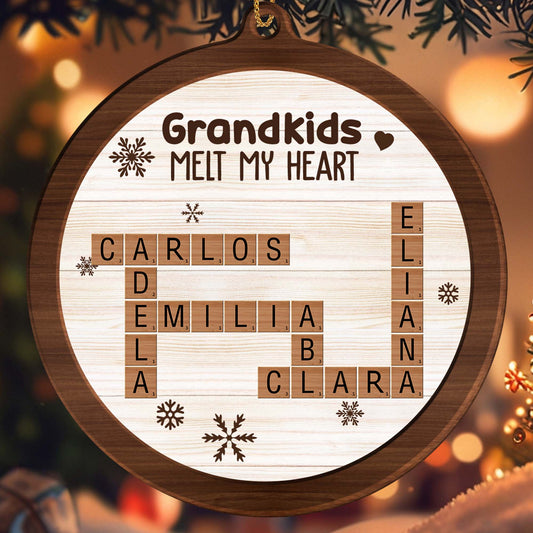 Grandkids Holding This Family Together Snowflake Design - Personalized Custom Wood Ornament, Custom Shaped - FAM128_WDO