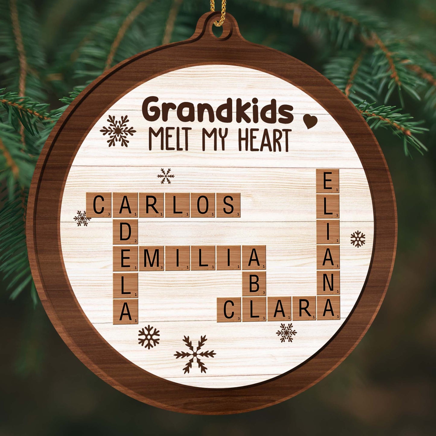 Grandkids Holding This Family Together Snowflake Design - Personalized Custom Wood Ornament, Custom Shaped - FAM128_WDO