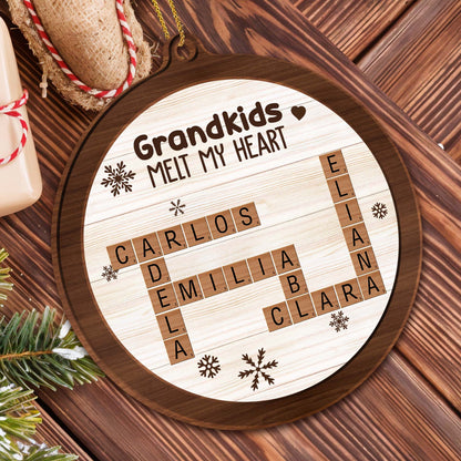 Grandkids Holding This Family Together Snowflake Design - Personalized Custom Wood Ornament, Custom Shaped - FAM128_WDO