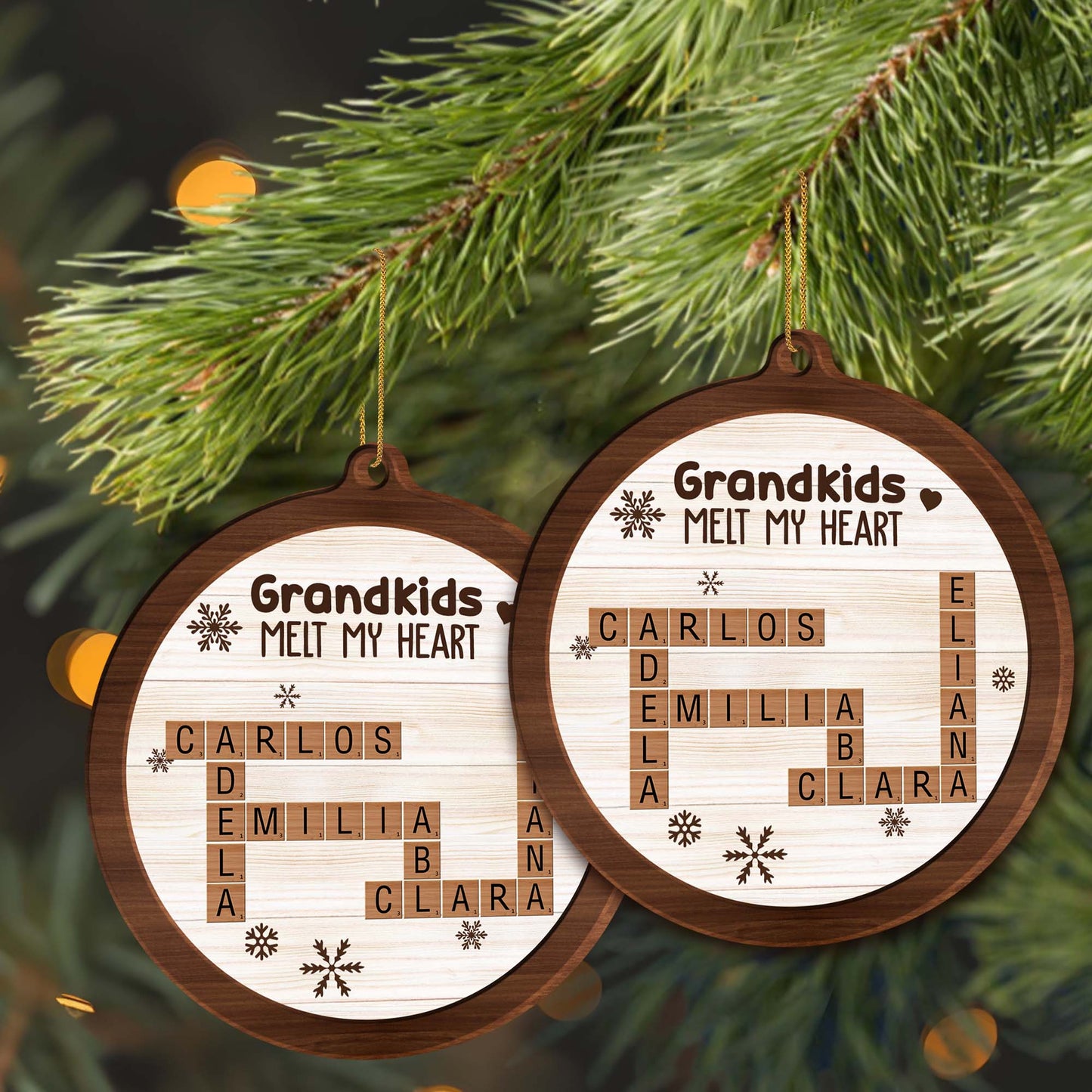 Grandkids Holding This Family Together Snowflake Design - Personalized Custom Wood Ornament, Custom Shaped - FAM128_WDO