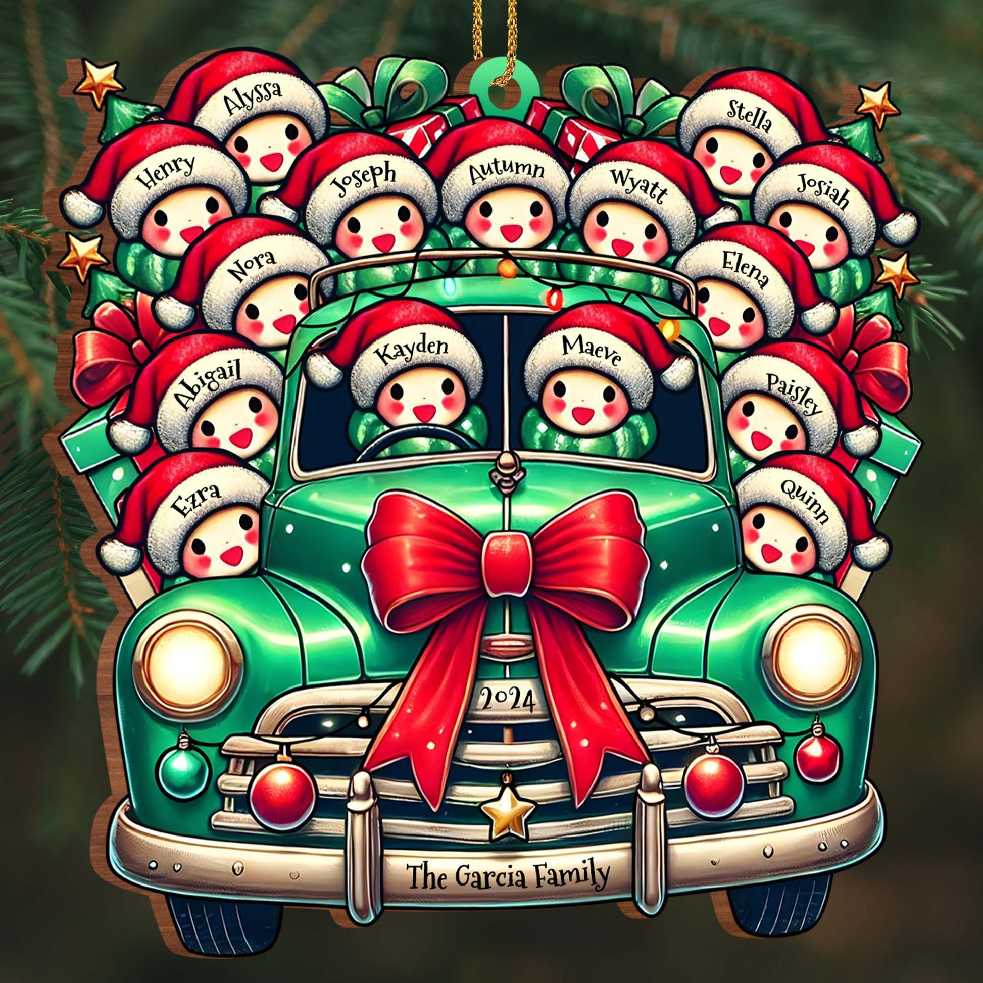 Vintage Truck Full of Christmas Cheer and Santa Hats