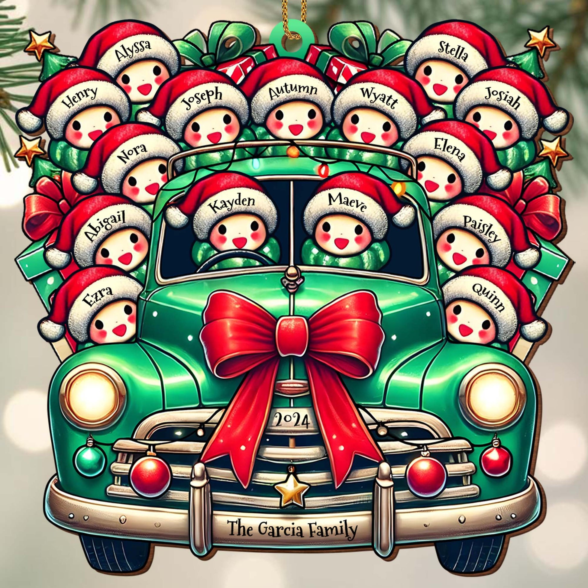 Vintage Truck Full of Christmas Cheer and Santa Hats