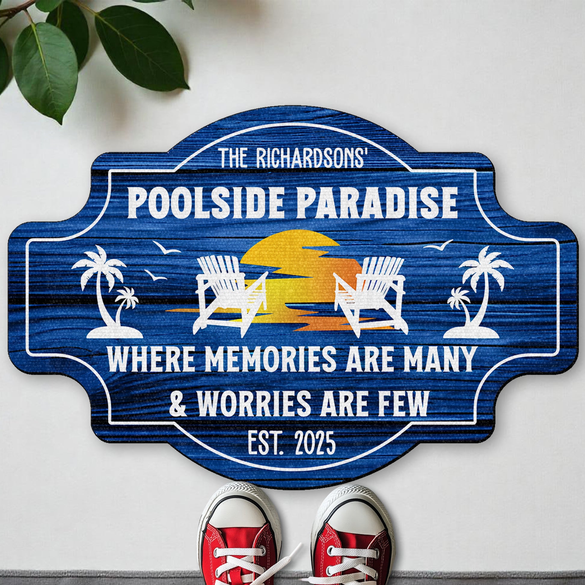 Poolside Paradise, Palm Trees & Beach Chairs