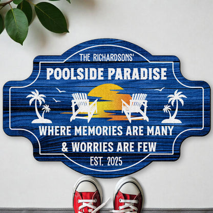 Poolside Paradise, Palm Trees & Beach Chairs