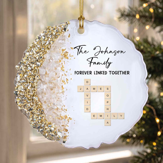 Our Family Forever Linked Together Scrabble Tiles And Geode Resin - Personalized Resin Ornament - FAM1437_RESIO