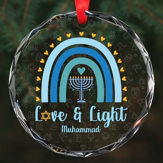 Love And Light With Rainbow And Menorah Design