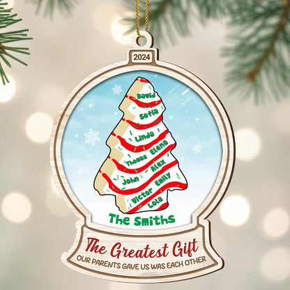 The Greatest Gift Our Parents Gave Us Was Each Other Christmas Tree Ornament