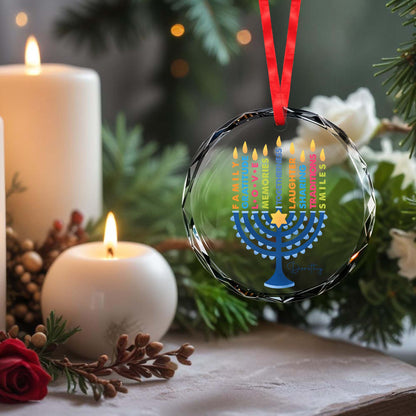 Family Gratitude Love Menorah Holiday Ornament