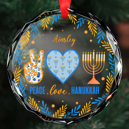 Peace Love Hanukkah Decorative Menorah Heart Ornament