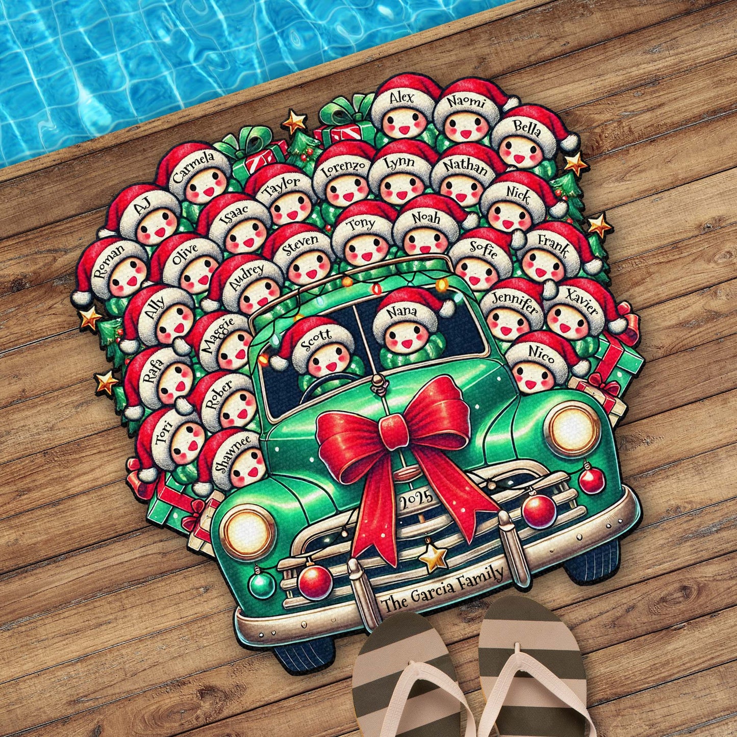 Holiday Greetings From Our Home, Classic Car With Snowmen