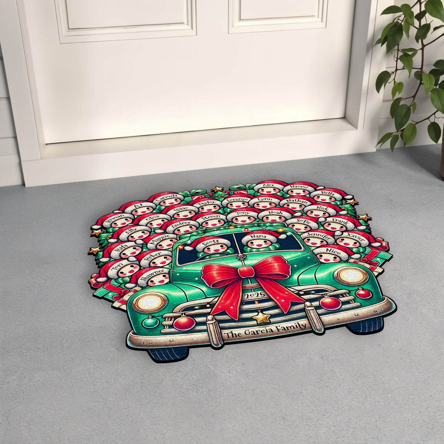 Holiday Greetings From Our Home, Classic Car With Snowmen