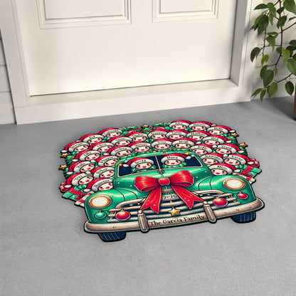 Holiday Greetings From Our Home, Classic Car With Snowmen