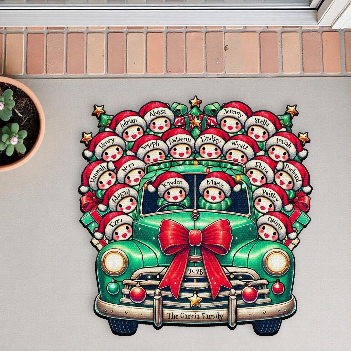 Holiday Greetings From Our Home, Classic Car With Snowmen