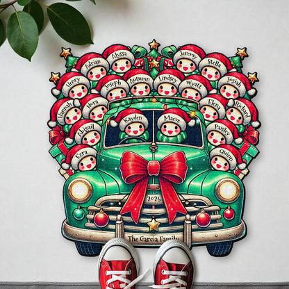 Holiday Greetings From Our Home, Classic Car With Snowmen