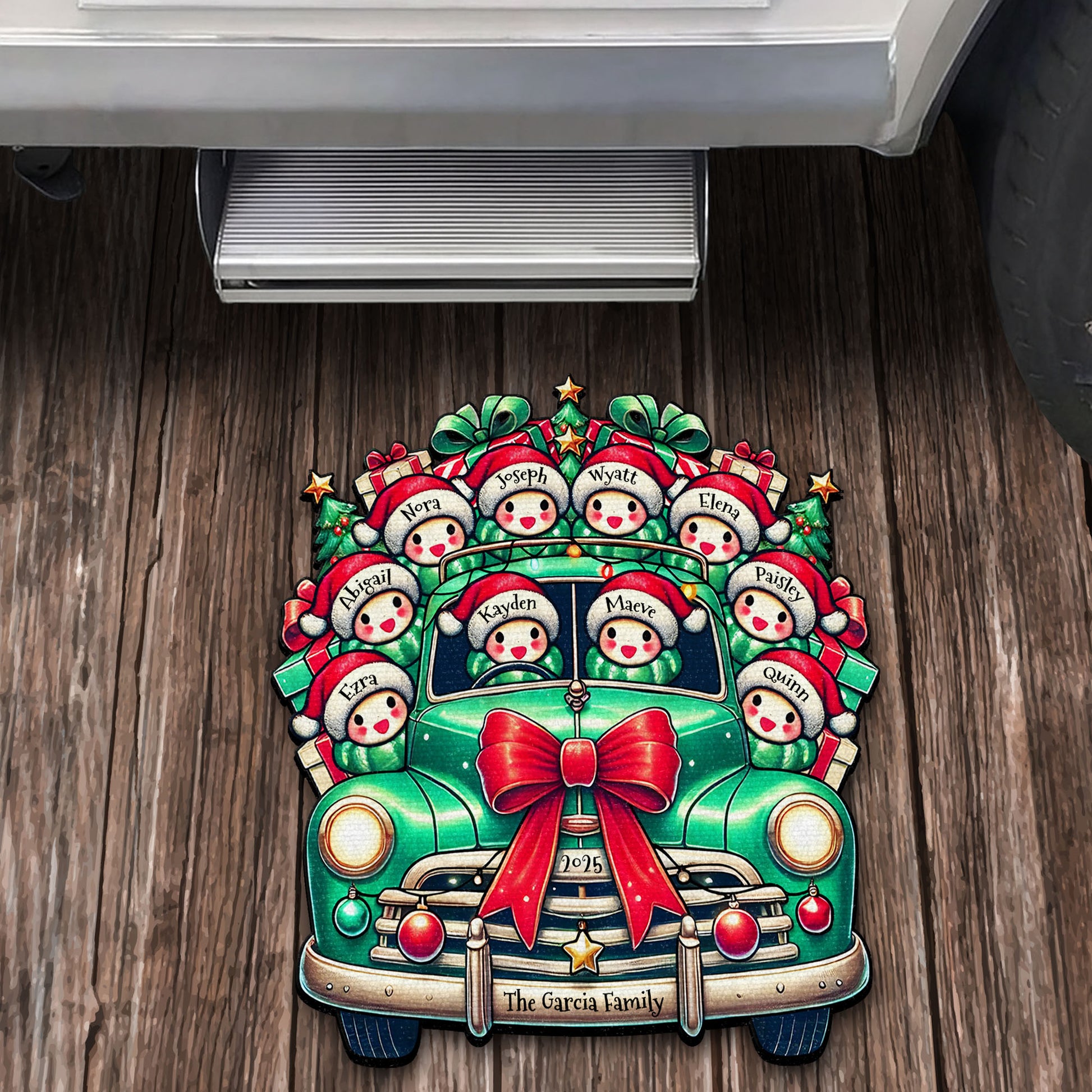 Holiday Greetings From Our Home, Classic Car With Snowmen