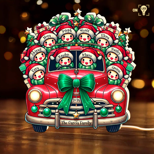 To The Garcia Family Snowman And Vintage Car Holiday Design