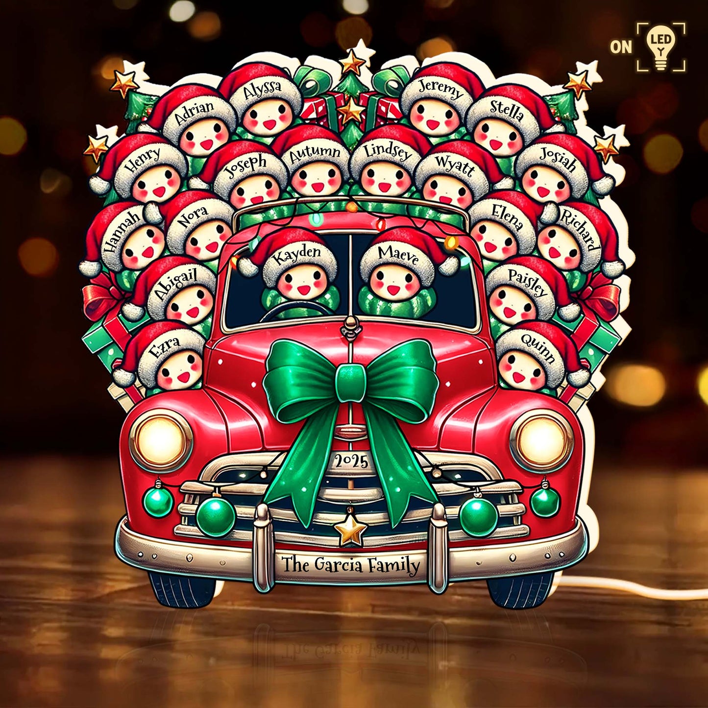 To The Garcia Family Snowman And Vintage Car Holiday Design