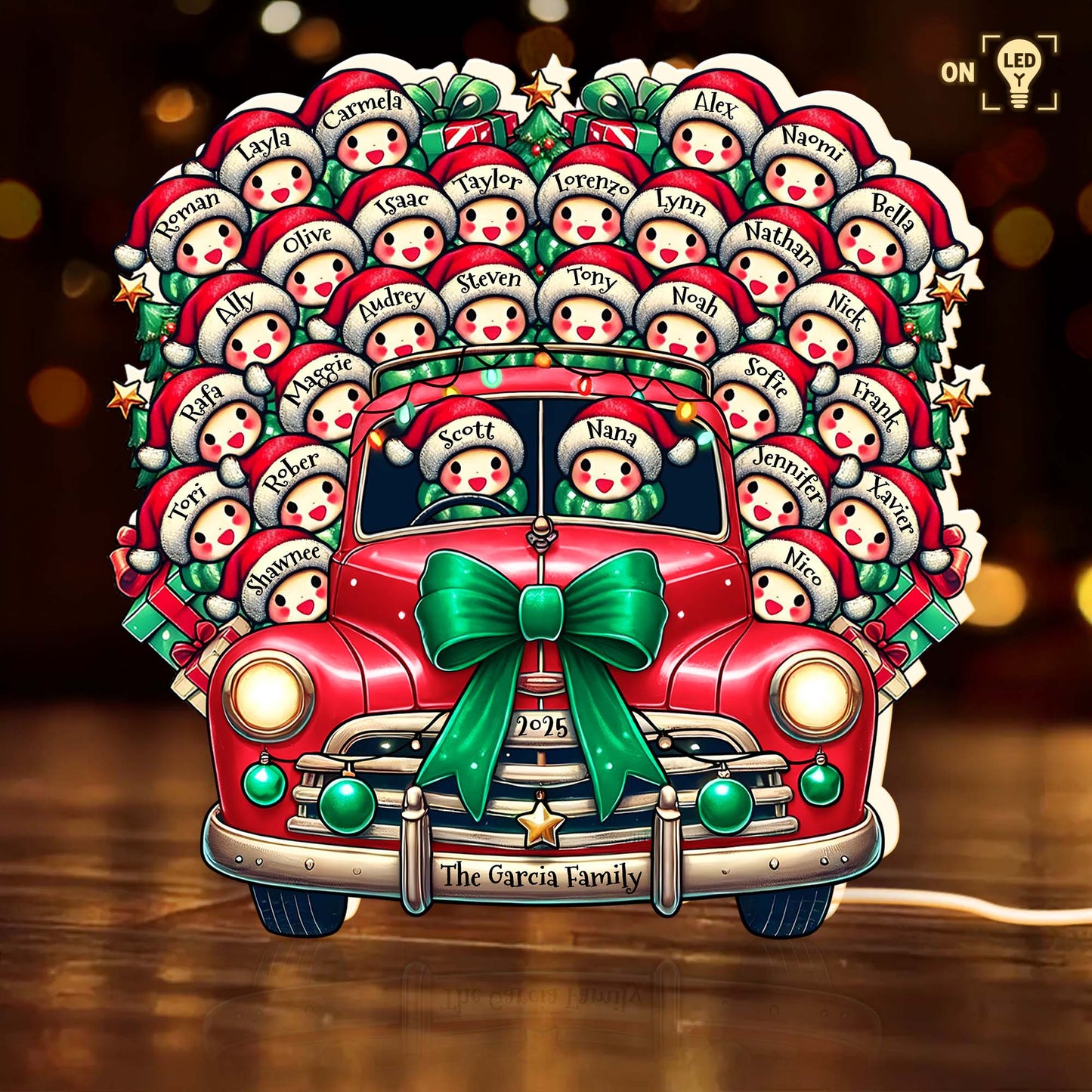To The Garcia Family Snowman And Vintage Car Holiday Design
