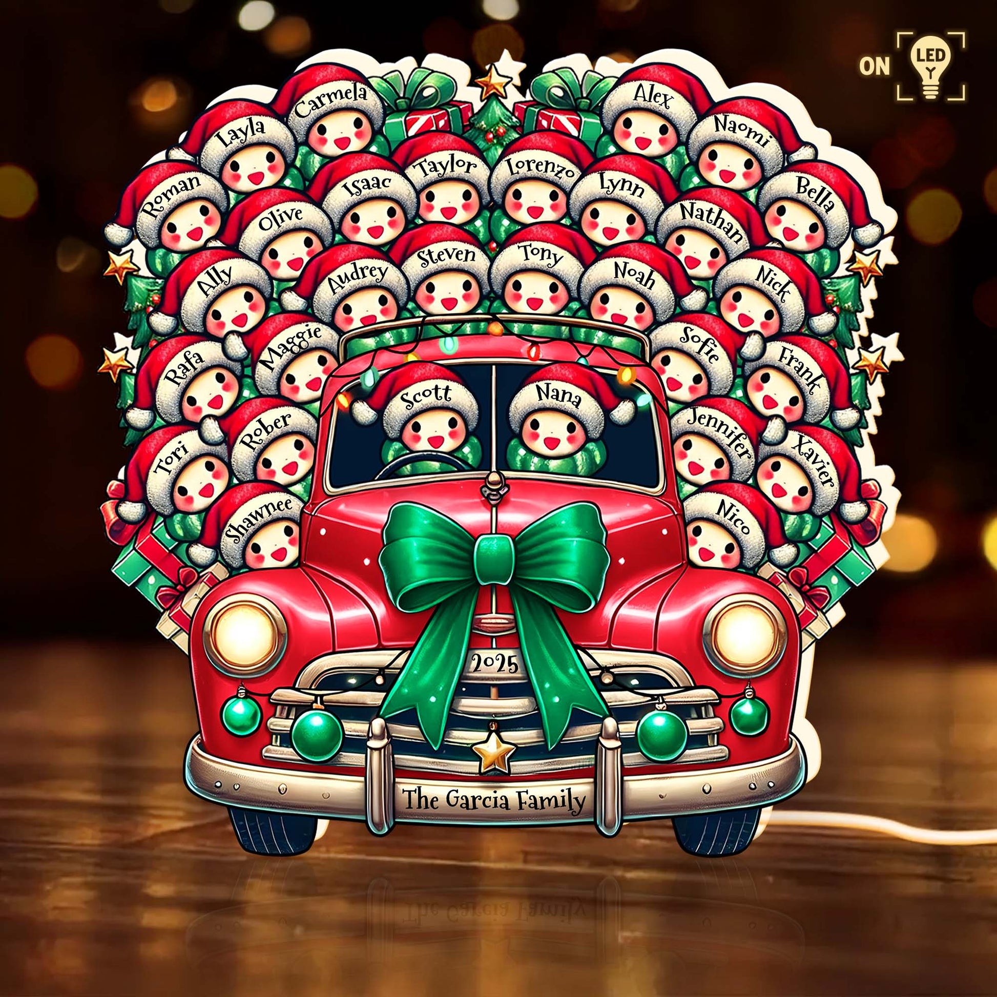 To The Garcia Family Snowman And Vintage Car Holiday Design