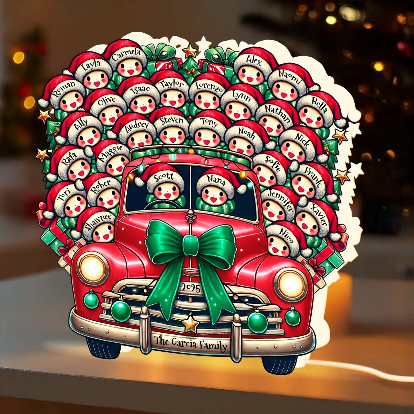 To The Garcia Family Snowman And Vintage Car Holiday Design