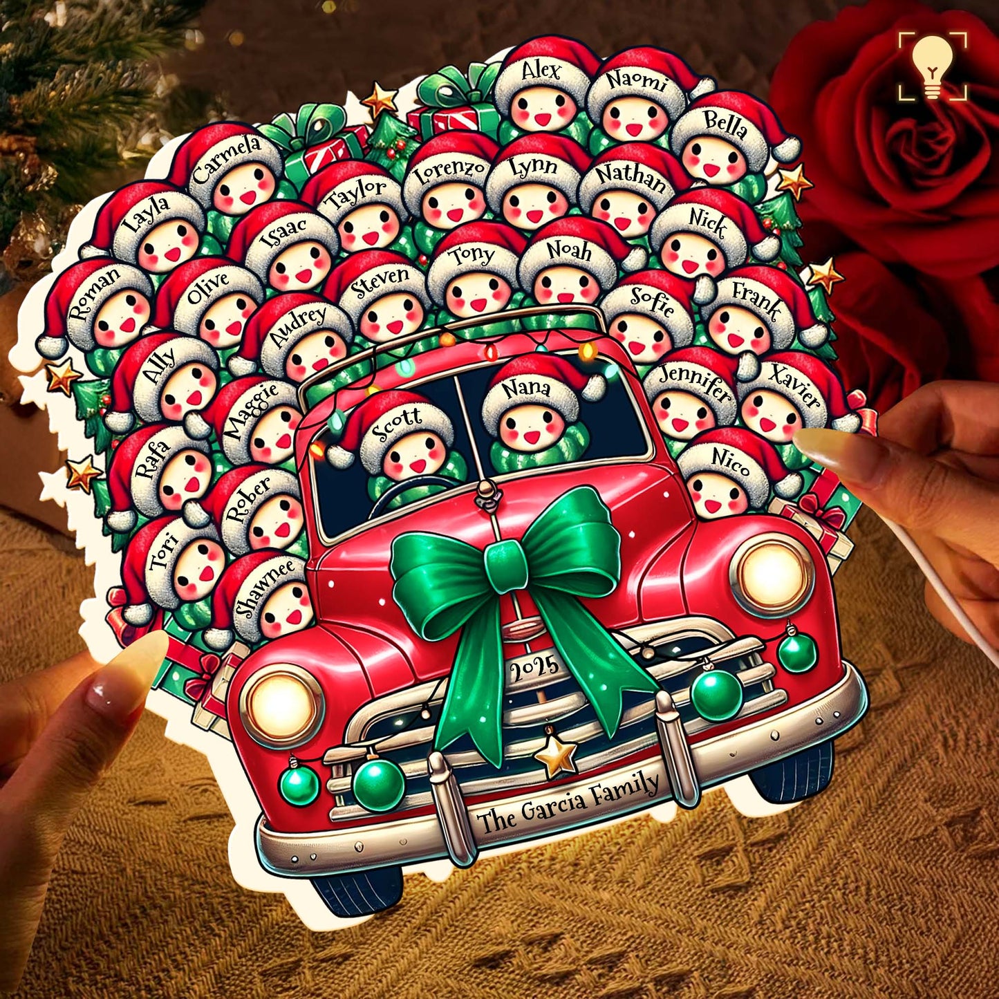 To The Garcia Family Snowman And Vintage Car Holiday Design