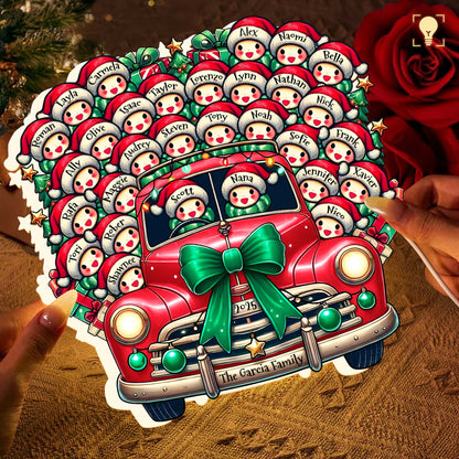To The Garcia Family Snowman And Vintage Car Holiday Design
