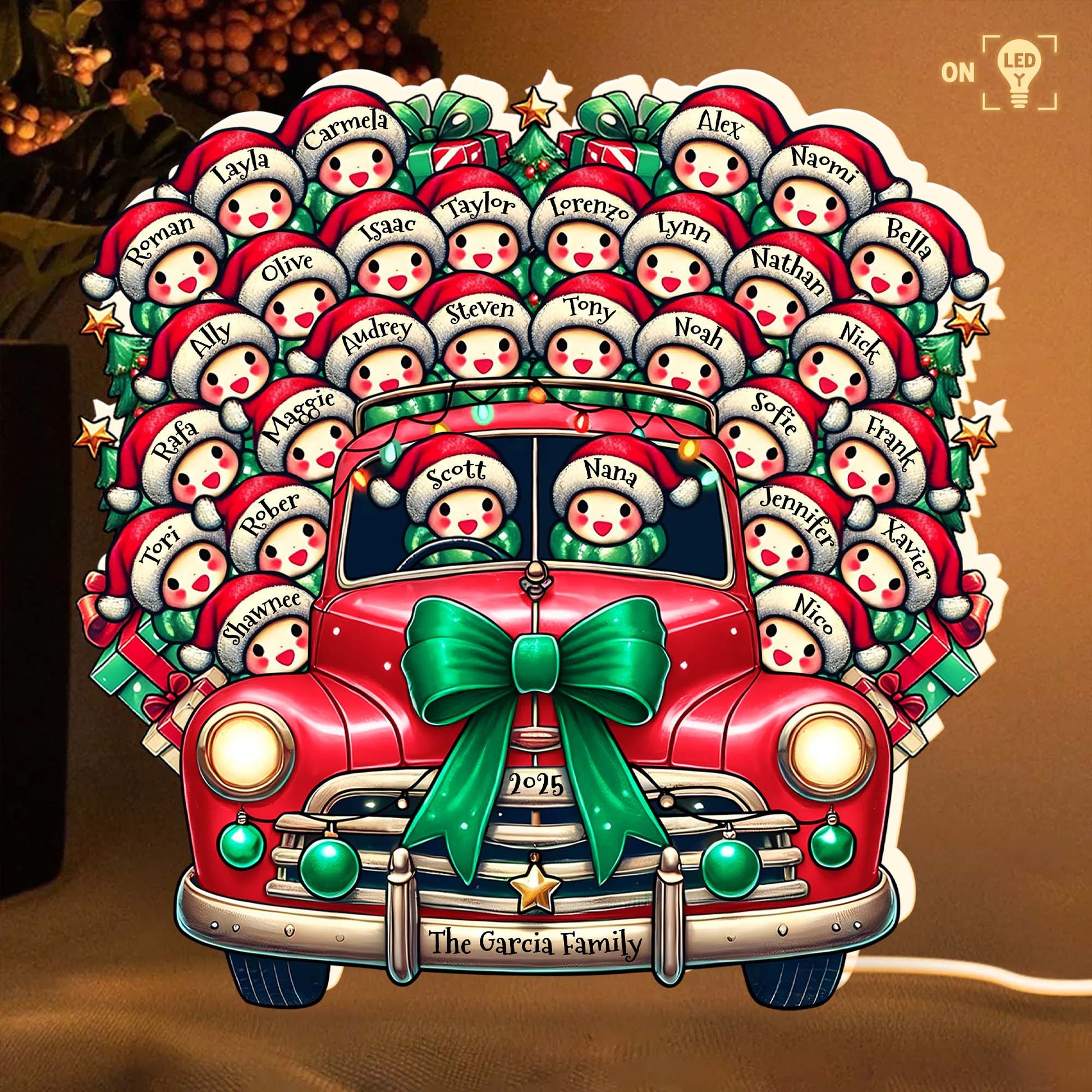 To The Garcia Family Snowman And Vintage Car Holiday Design