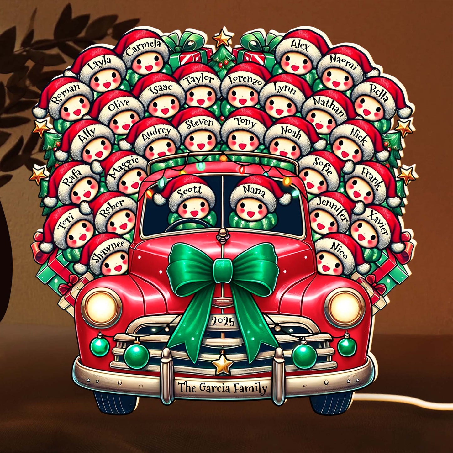 To The Garcia Family Snowman And Vintage Car Holiday Design