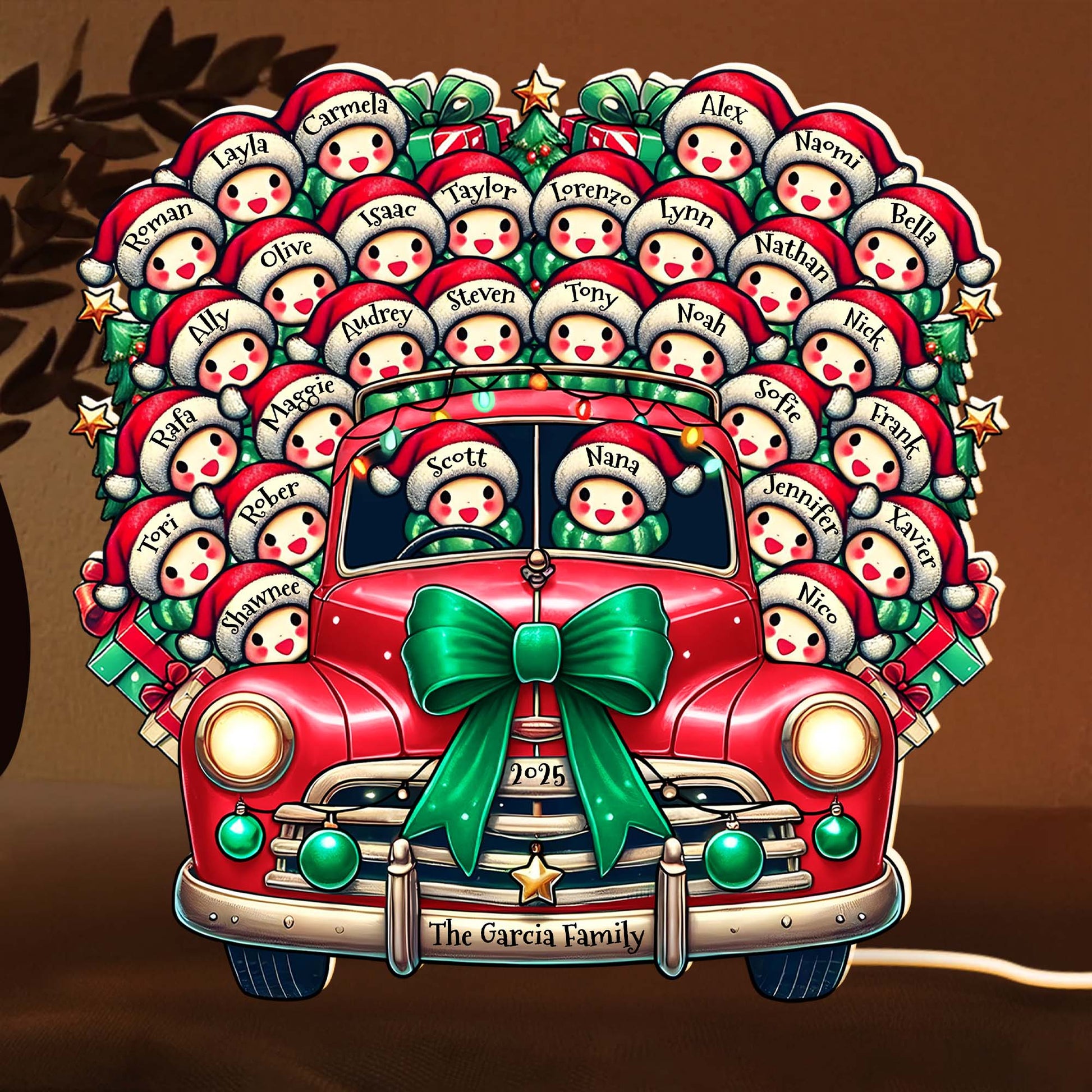 To The Garcia Family Snowman And Vintage Car Holiday Design
