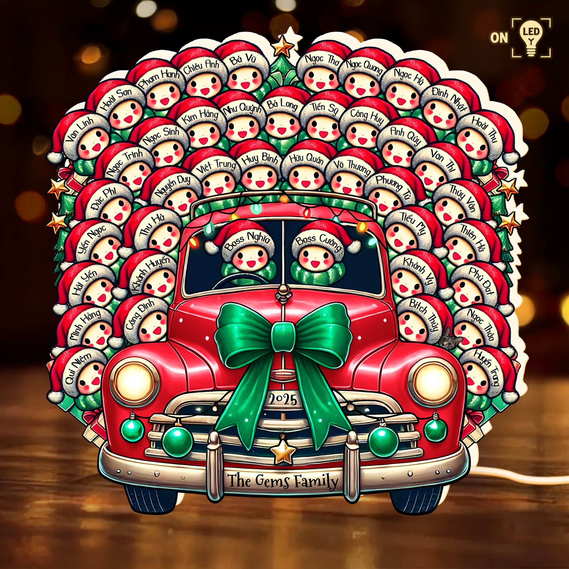 To The Garcia Family Snowman And Vintage Car Holiday Design