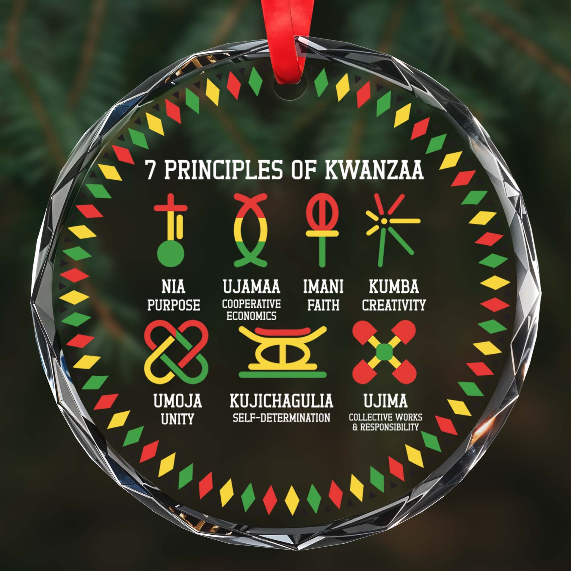 Celebra los 7 principios de Kwanzaa - Adorno de cristal personalizado -  Regalo para la familia – ALMAGEMS, image size:1920x1920
