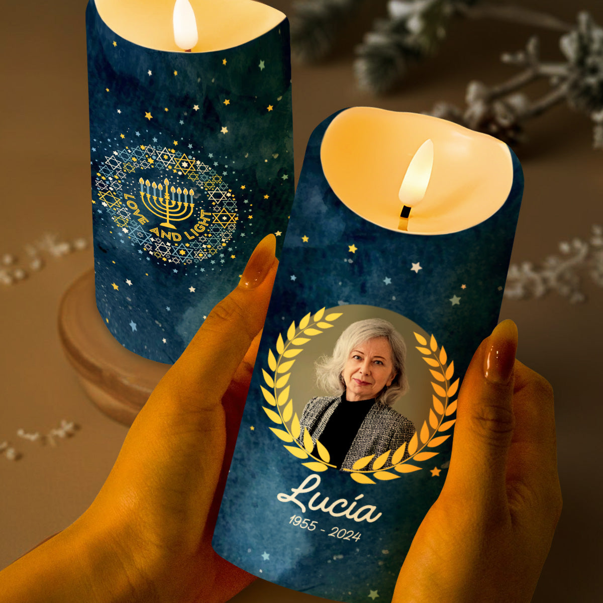 Love And Light Menorah And Stars Design