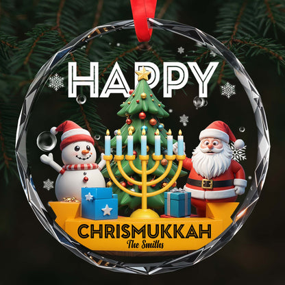 Happy Chrismukkah Snowman, Tree, Menorah and Santa Design