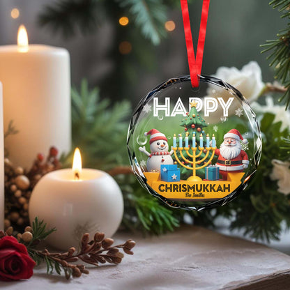 Happy Chrismukkah Snowman, Tree, Menorah and Santa Design