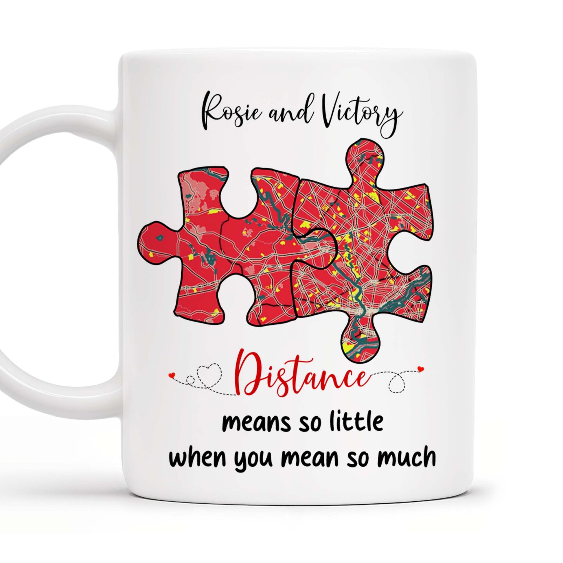 Distance Means So Little When You Mean So Much Puzzle Heart Mug