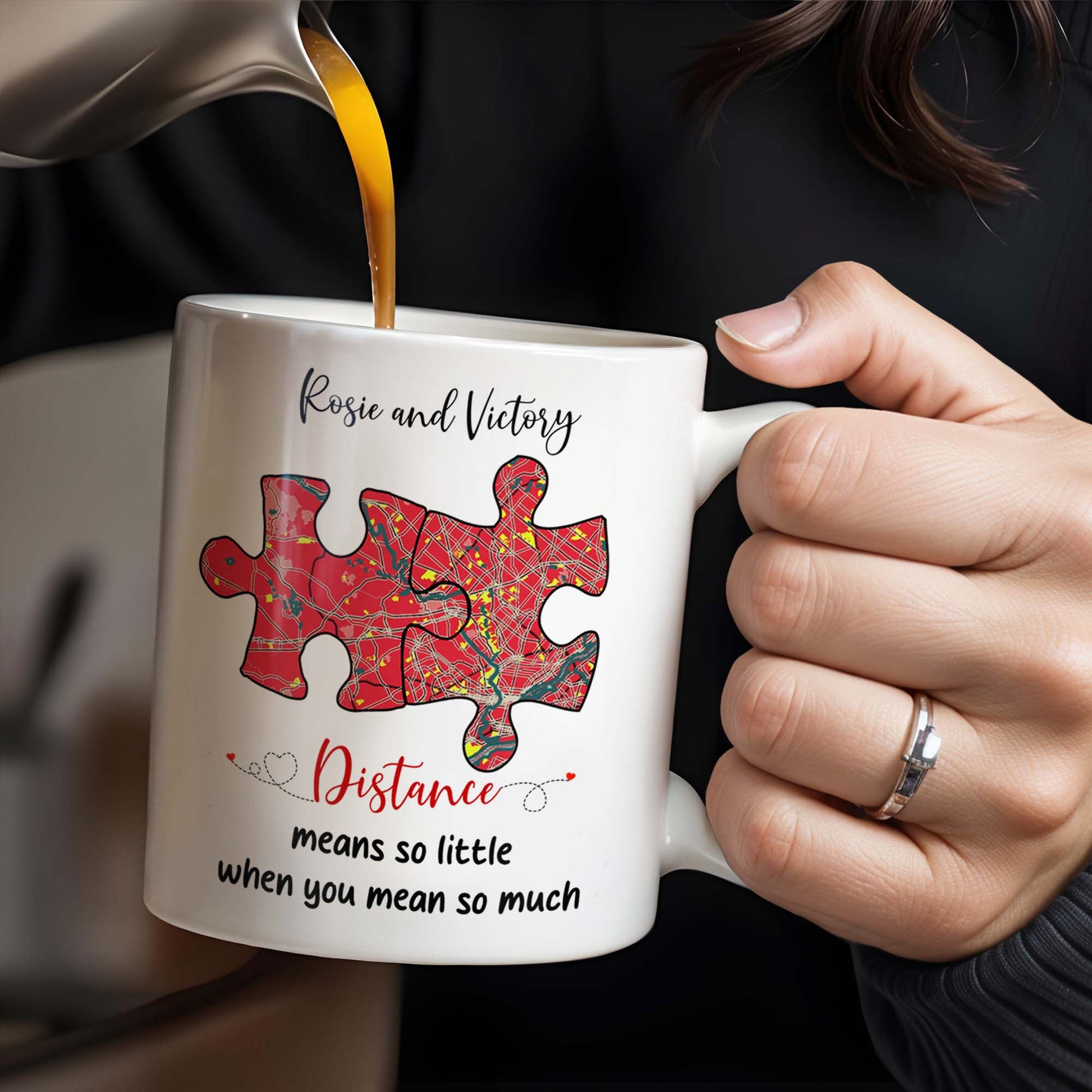 Distance Means So Little When You Mean So Much Puzzle Heart Mug